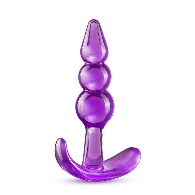 Korek analny Triple Bead - trzykulowy TPE z podstawą kotwiczącą, 9,5 cm - 3