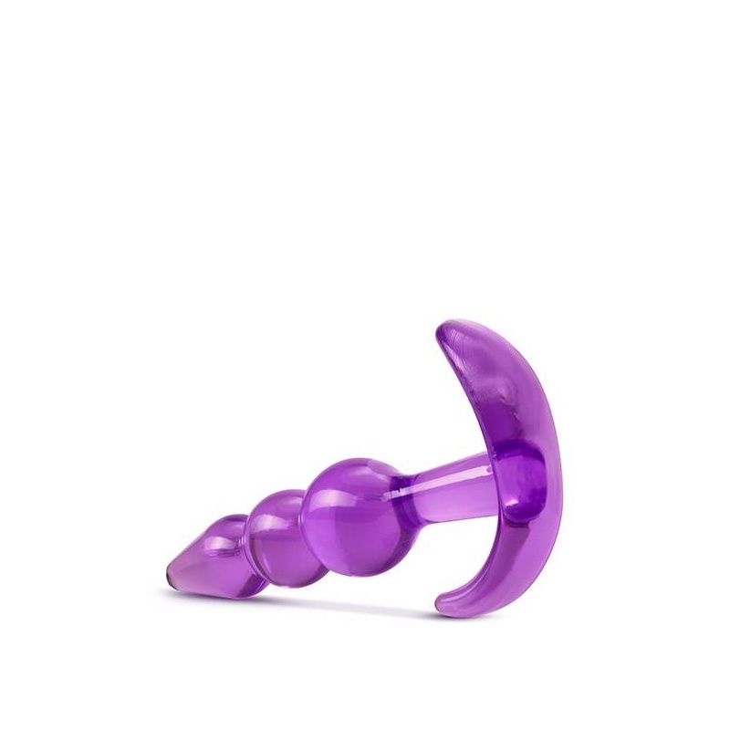 Korek analny Triple Bead - trzykulowy TPE z podstawą kotwiczącą, 9,5 cm - 5