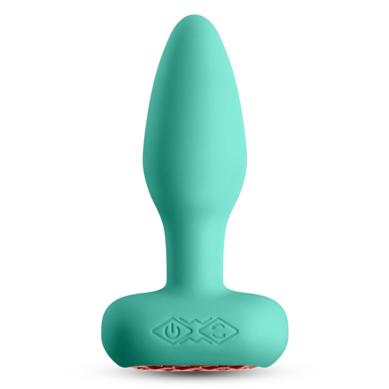 Korek analny Techno Prism Teal - wirujący i wibrujący, 16 funkcji, 10,9 cm - 2