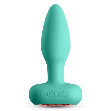 Korek analny Techno Prism Teal - wirujący i wibrujący, 16 funkcji, 10,9 cm - 2