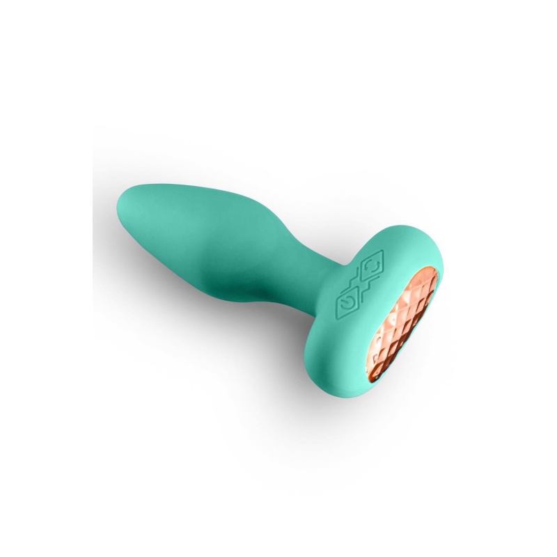 Korek analny Techno Prism Teal - wirujący i wibrujący, 16 funkcji, 10,9 cm - 4