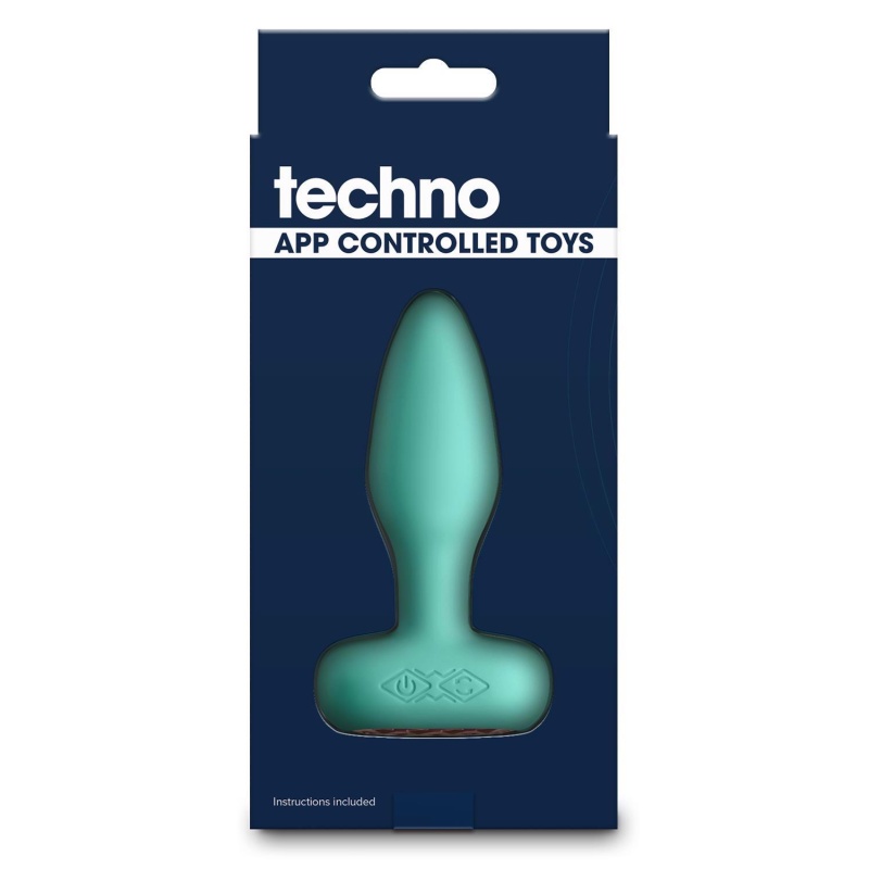 Korek analny Techno Prism Teal - wirujący i wibrujący, 16 funkcji, 10,9 cm - 5
