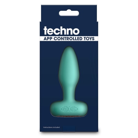 Korek analny Techno Prism Teal - wirujący i wibrujący, 16 funkcji, 10,9 cm - 5
