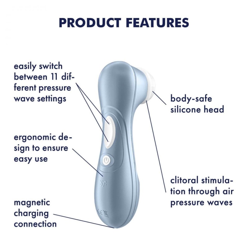 Stymulator łechtaczki Satisfyer Pro 2 Gen2 (blue) - fale powietrza, 11 intensywności, IPX7, 16,5 cm - 2