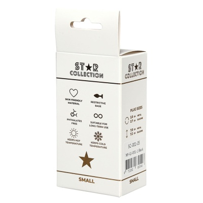 Star Collection - Black Silicone Anal Plug S - Light Pink Stone - 1 2