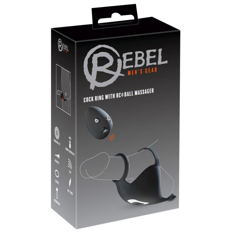 Pierścień na penisa z wibracją RC Ball – podwójny pierścień i ramię stymulujące krocze, dł. 12,3 cm - 1