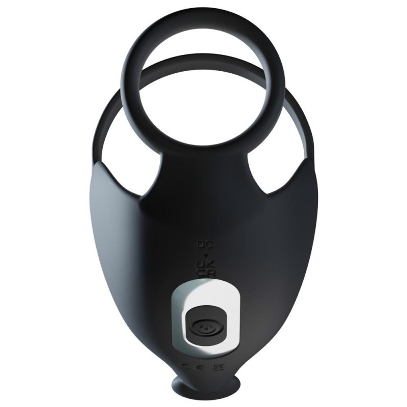 Pierścień na penisa z wibracją RC Ball – podwójny pierścień i ramię stymulujące krocze, dł. 12,3 cm - 5