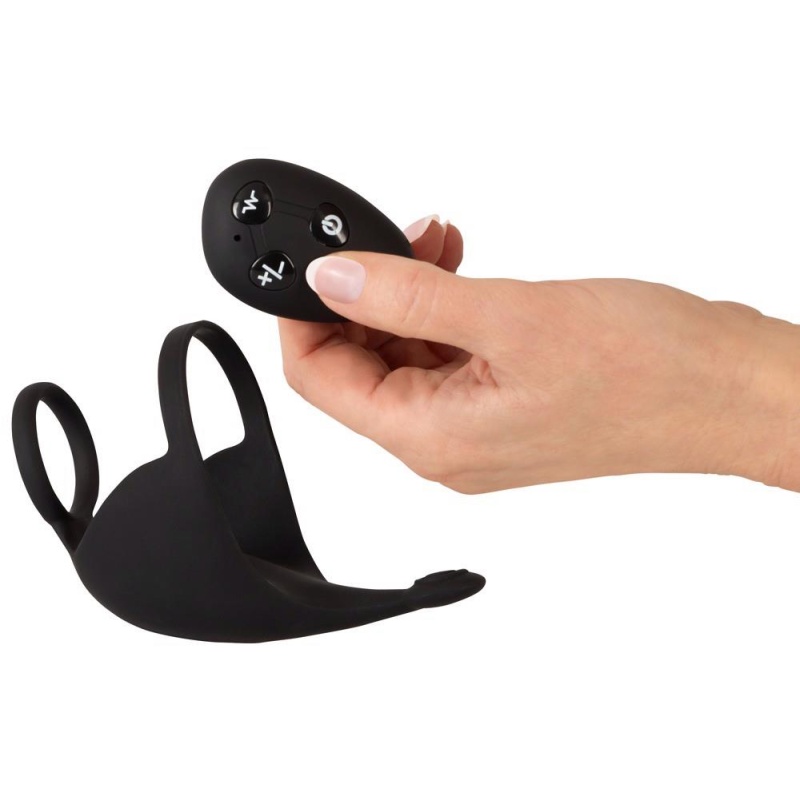 Pierścień na penisa z wibracją RC Ball – podwójny pierścień i ramię stymulujące krocze, dł. 12,3 cm - 7