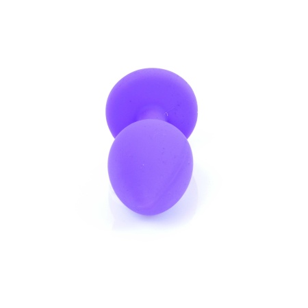 Korek analny Jewellery Purple Silicone Plug Small - anatomiczny profil z kryształem, długość 7 cm, średnica maks. 2,7 cm - 3