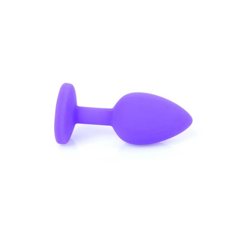 Korek analny Jewellery Purple Silicone Plug Small - anatomiczny profil z kryształem, długość 7 cm, średnica maks. 2,7 cm - 4