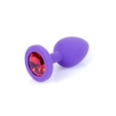 Korek analny Jewellery Purple Silicone Plug Small - anatomiczny profil z kryształem, długość 7 cm, średnica maks. 2,7 cm - 6