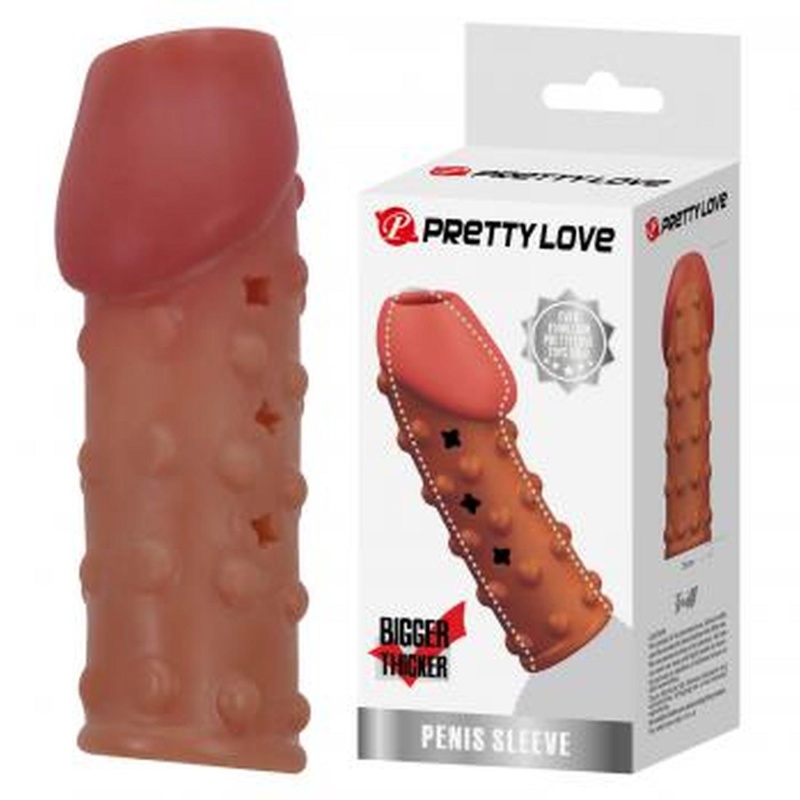 Nakładka na penisa BI-026274 z wypukłą fakturą i otwartym żołędziem, 10 cm długości - 1