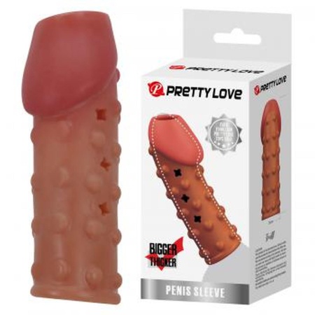 Nakładka na penisa BI-026274 z wypukłą fakturą i otwartym żołędziem, 10 cm długości - 1