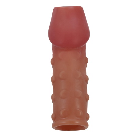 Nakładka na penisa BI-026274 z wypukłą fakturą i otwartym żołędziem, 10 cm długości - 3