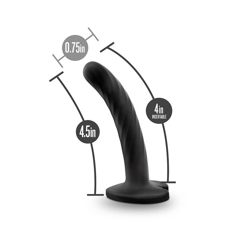Dildo Temptasia Twist Small Black - Skręcona Powierzchnia i Przyssawka Sercowa, 9,5 cm Długości Użytkowej, Ø 1,9 cm - 5
