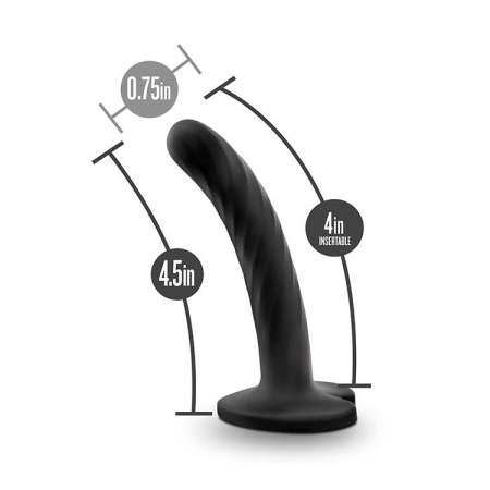 Dildo Temptasia Twist Small Black - Skręcona Powierzchnia i Przyssawka Sercowa, 9,5 cm Długości Użytkowej, Ø 1,9 cm - 5