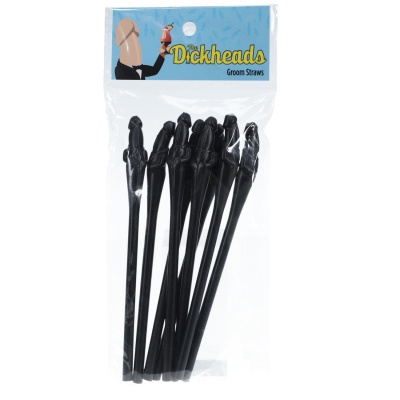 Słomki imprezowe Groom Straws Black - tworzywo BPA-free, dł. 18 cm, śr. 0,5 cm - 1 2