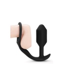 Korek analny obciążony z pierścieniem na penisa Snug & Tug Black - bezszwowy silikon medyczny, 9,5 cm, 128 g - 5