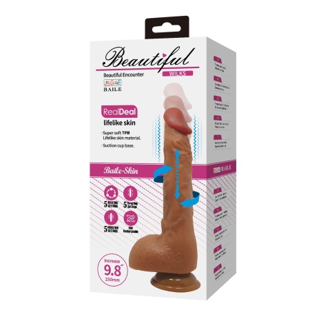 Realistyczny wibrator Beautiful Wilks 25 cm z funkcjami wibracji, rotacji i pchania - 2