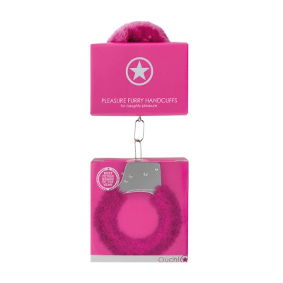 Pleasure Handcuffs Furry Pink - 1 2
