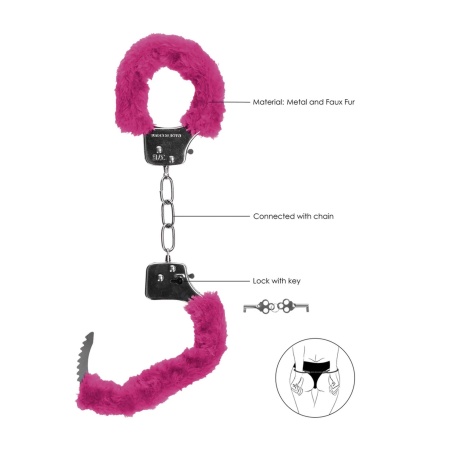 Pleasure Handcuffs Furry Pink - 6