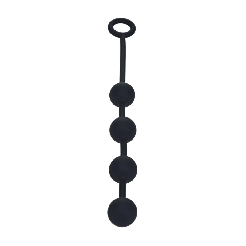 Round Silicone Anal Balls - M - 30mm - Black - 1