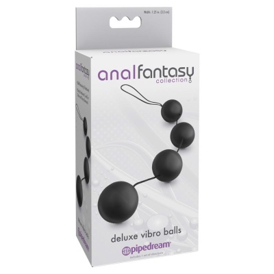 Kulki analne Deluxe Vibro Balls Black – 4 kule z ruchomymi obciążnikami, średnica 3,2 cm, długość 40 cm - 1