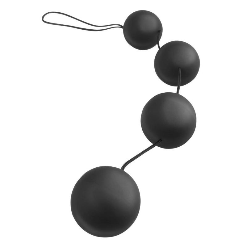 Kulki analne Deluxe Vibro Balls Black – 4 kule z ruchomymi obciążnikami, średnica 3,2 cm, długość 40 cm - 2