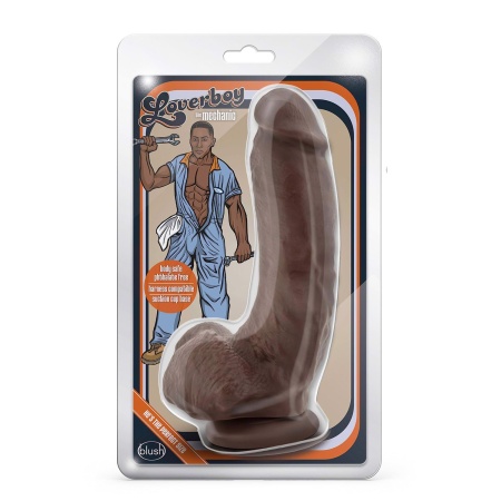 Realistyczne dildo The Mechanic Chocolate z przyssawką i podstawą pod uprząż, X5 TPE, długość całkowita 22,8 cm (16,5 cm wkładan - 1