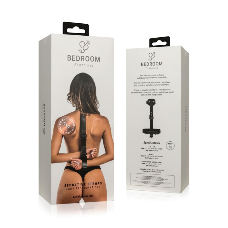 Bedroom Fantasies - Collar with WristCuffs Body Restraint Set Black - 1