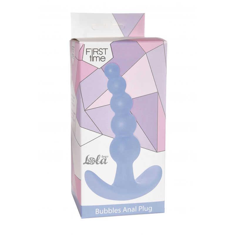 Korek analny Plug-Bubbles Anal Plug Blue - silikon medyczny, 6 kulistych segmentów, długość robocza 10 cm - 1