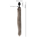 Korek analny z ogonem Fluffy Tail Grey - silikonowy, stożkowy, długość całkowita 45 cm, średnica maks. 3,5 cm - 8