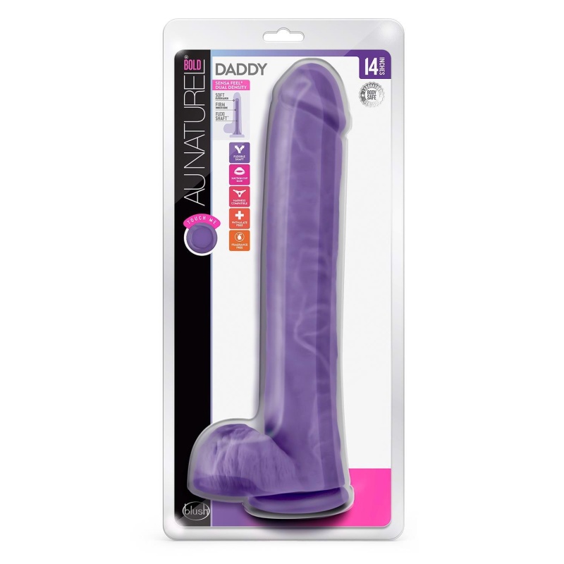 Dildo Bold Daddy 14-calowy w kolorze fioletowym - SENSA FEEL Dual Density, 35,5 cm, z przyssawką - 1