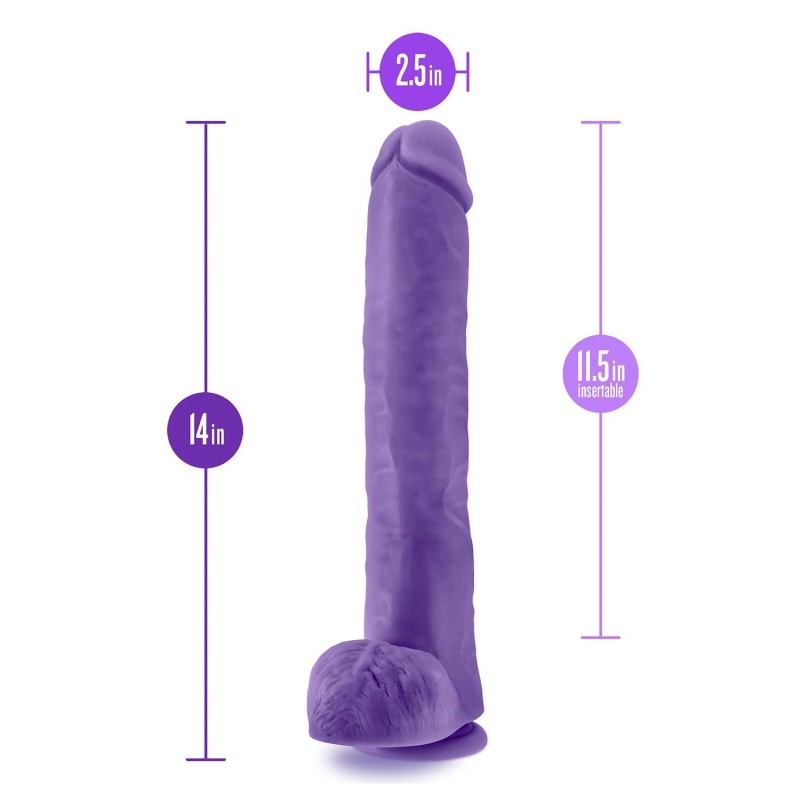 Dildo Bold Daddy 14-calowy w kolorze fioletowym - SENSA FEEL Dual Density, 35,5 cm, z przyssawką - 5