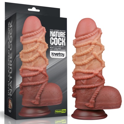 Dildo realistyczne Cock with Rope 24 cm silikon platynowy z przyssawką - 1