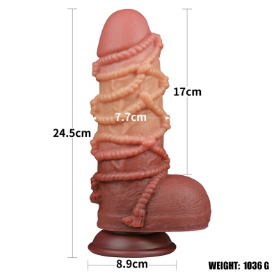 Dildo realistyczne Cock with Rope 24 cm silikon platynowy z przyssawką - 1 2