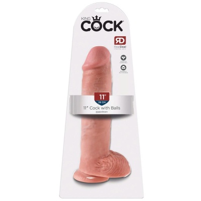 King Cock 11-calowy with Balls Light – realistyczny dildo PVC z jądrami i podstawą ssącą, 28 cm, Ø 6,4 cm - 1