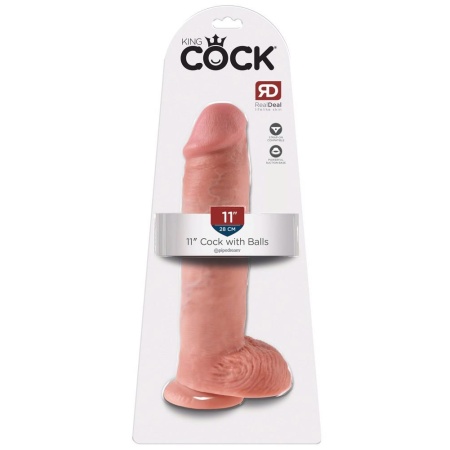 King Cock 11-calowy with Balls Light – realistyczny dildo PVC z jądrami i podstawą ssącą, 28 cm, Ø 6,4 cm - 1