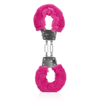 Furry Metal Hand Cuffs - Pink - 1