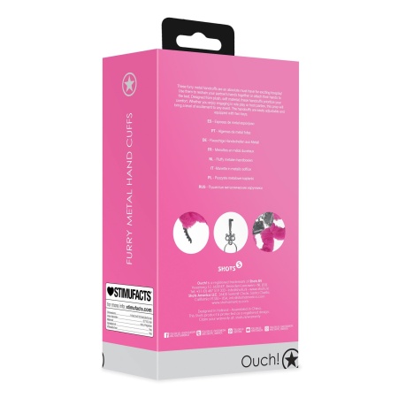 Furry Metal Hand Cuffs - Pink - 3