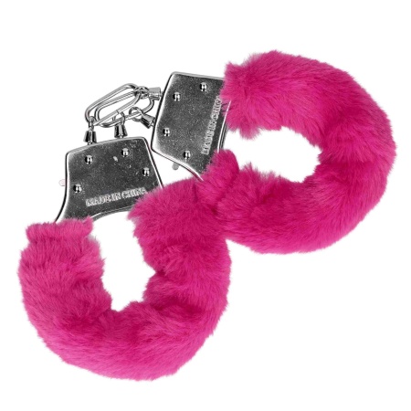Furry Metal Hand Cuffs - Pink - 4