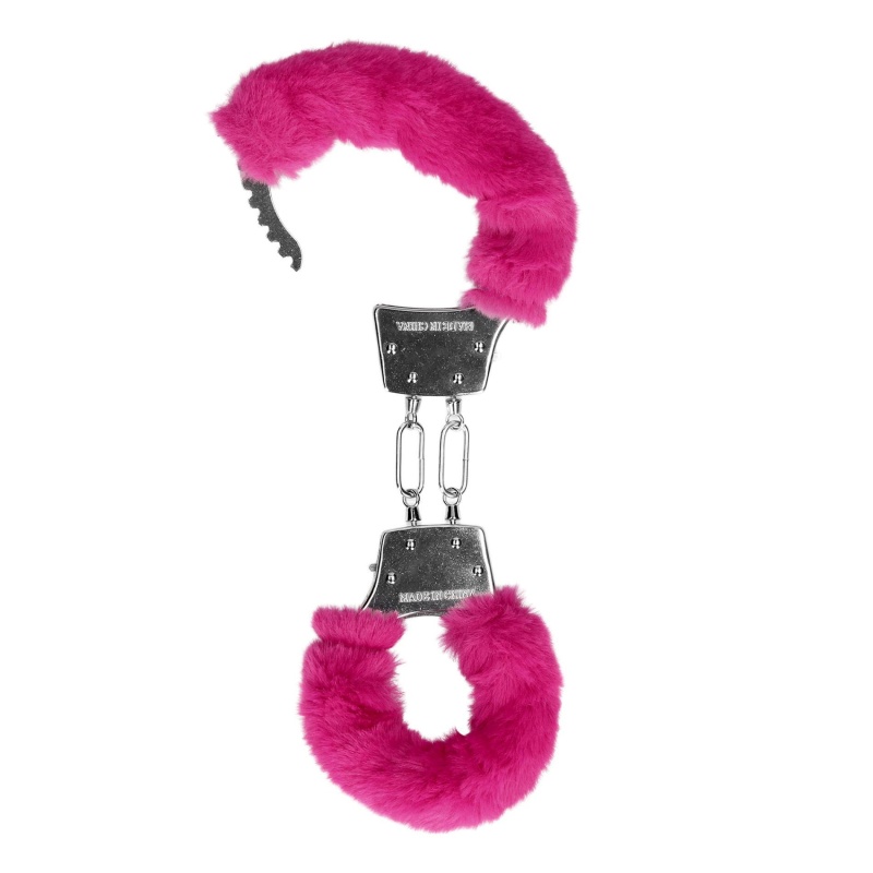 Furry Metal Hand Cuffs - Pink - 5