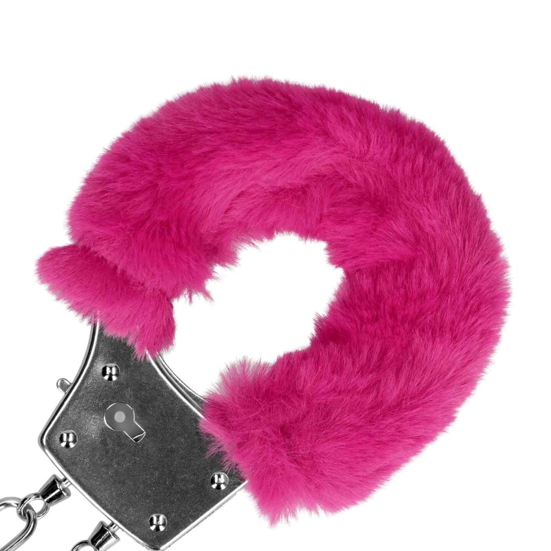 Furry Metal Hand Cuffs - Pink - 6