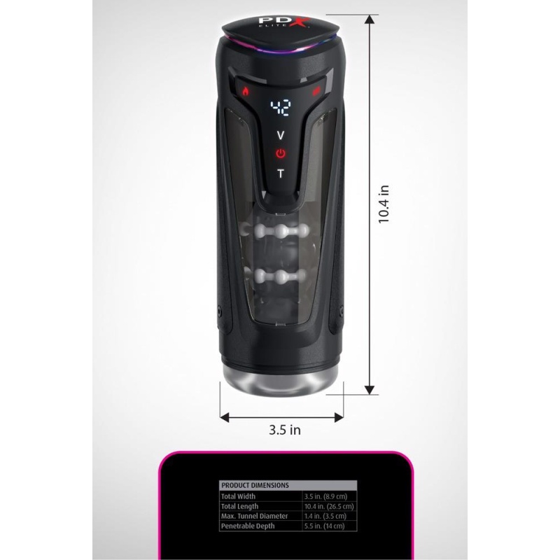 Masturbator Moto-Bator Pro – automatyczny masaż posuwisty, wibracje i podgrzewanie, 26,5 cm - 7