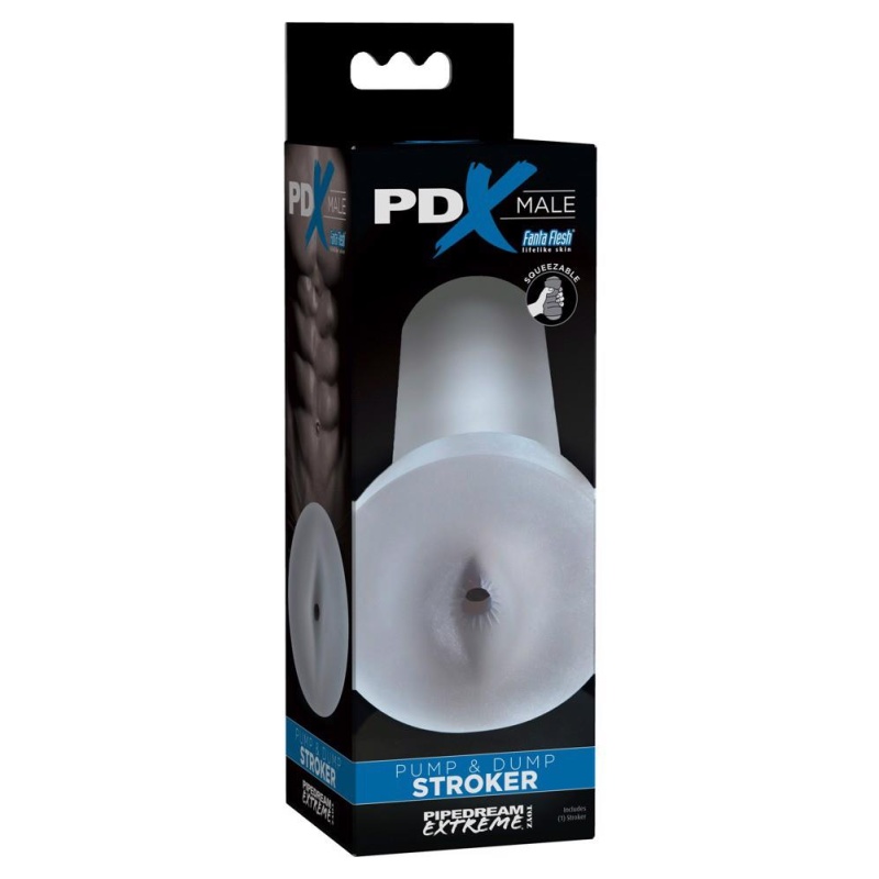 PDX Male Pump & Dump Stroker F — manualny masturbator TPE z teksturowanym kanałem i regulacją ucisku, 13,2 cm - 1