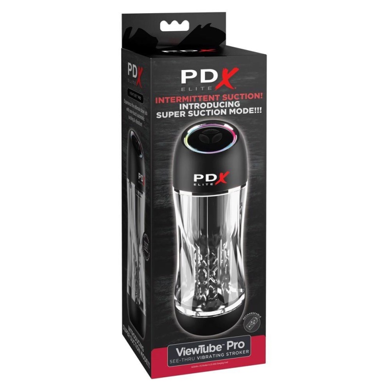 PDX Elite ViewTube Pro – automatyczny masturbator z wibracjami i funkcją ssania, długość 23 cm - 1