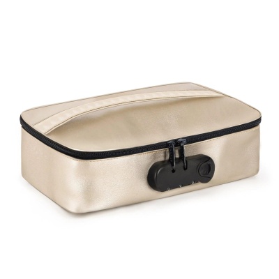 Pudełko do przechowywania gadżetów erotycznych Discreet Box Luxury Gold z zamkiem szyfrowym i podwójnym suwakiem, 27 x 16 x 7,62 - 1