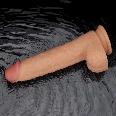 Wibrujące dildo Power Basics 9,5 cala (24 cm) z przyssawką - kolor cielisty - 1 2