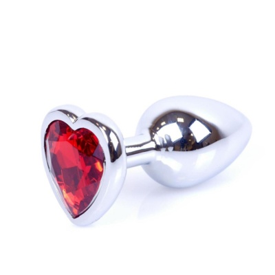 Plug-Jewellery Silver  Heart PLUG- Red - 1