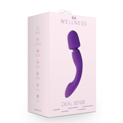 Wibrator podwójny Dual Sense Purple - 10 funkcji RumbleTech™ i Skin Sense, długość 27,9 cm - 1